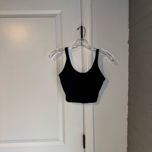 Black Crop Workout Tank Top Built in Bra - Women's